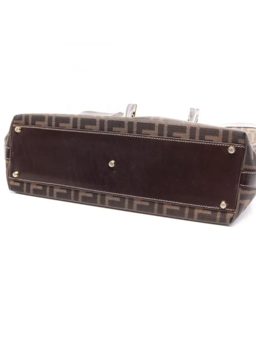 Fendi Tote Zucca Black Brown Canvas Leather